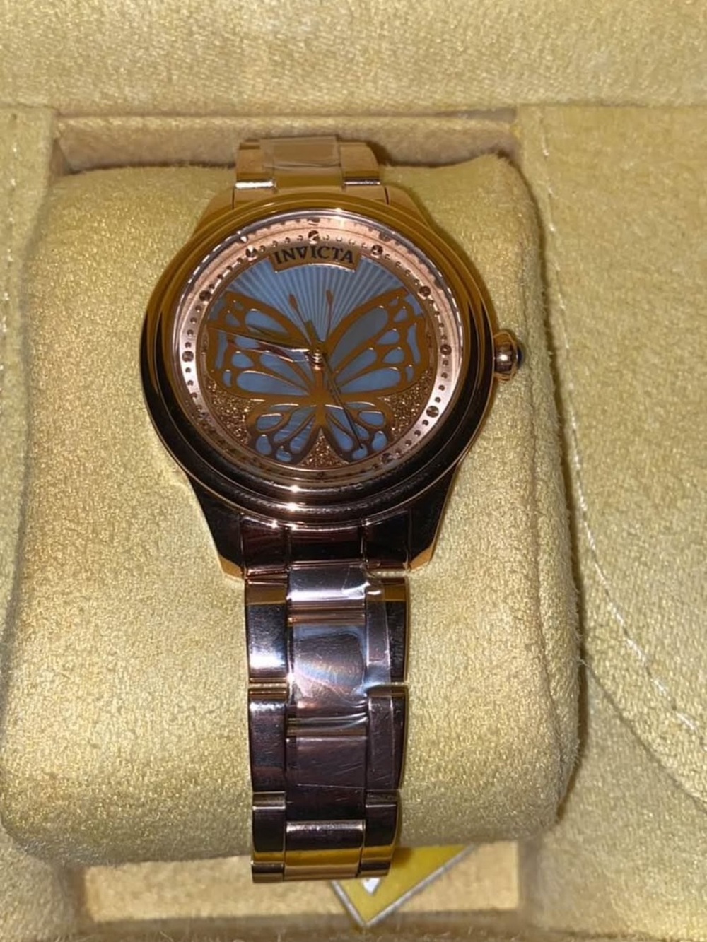 Invicta Rose Gold and Blue Butterfly Dial Women's Watch